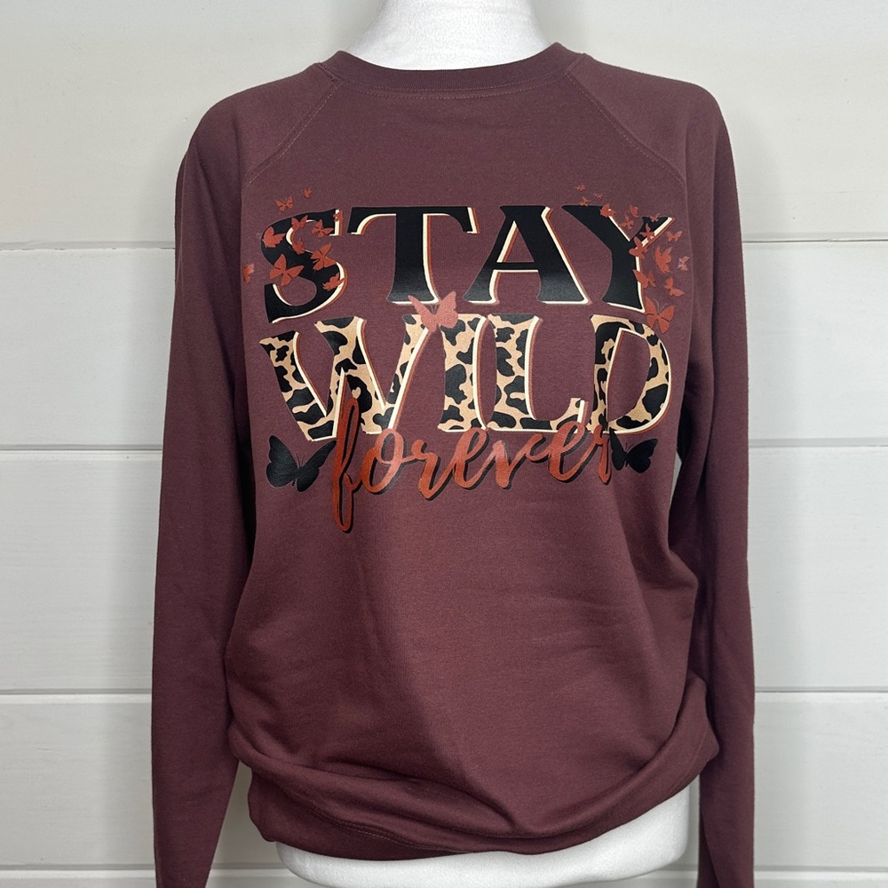 Stay Wild Forever Women's Lightweight Crewneck - Maroon S